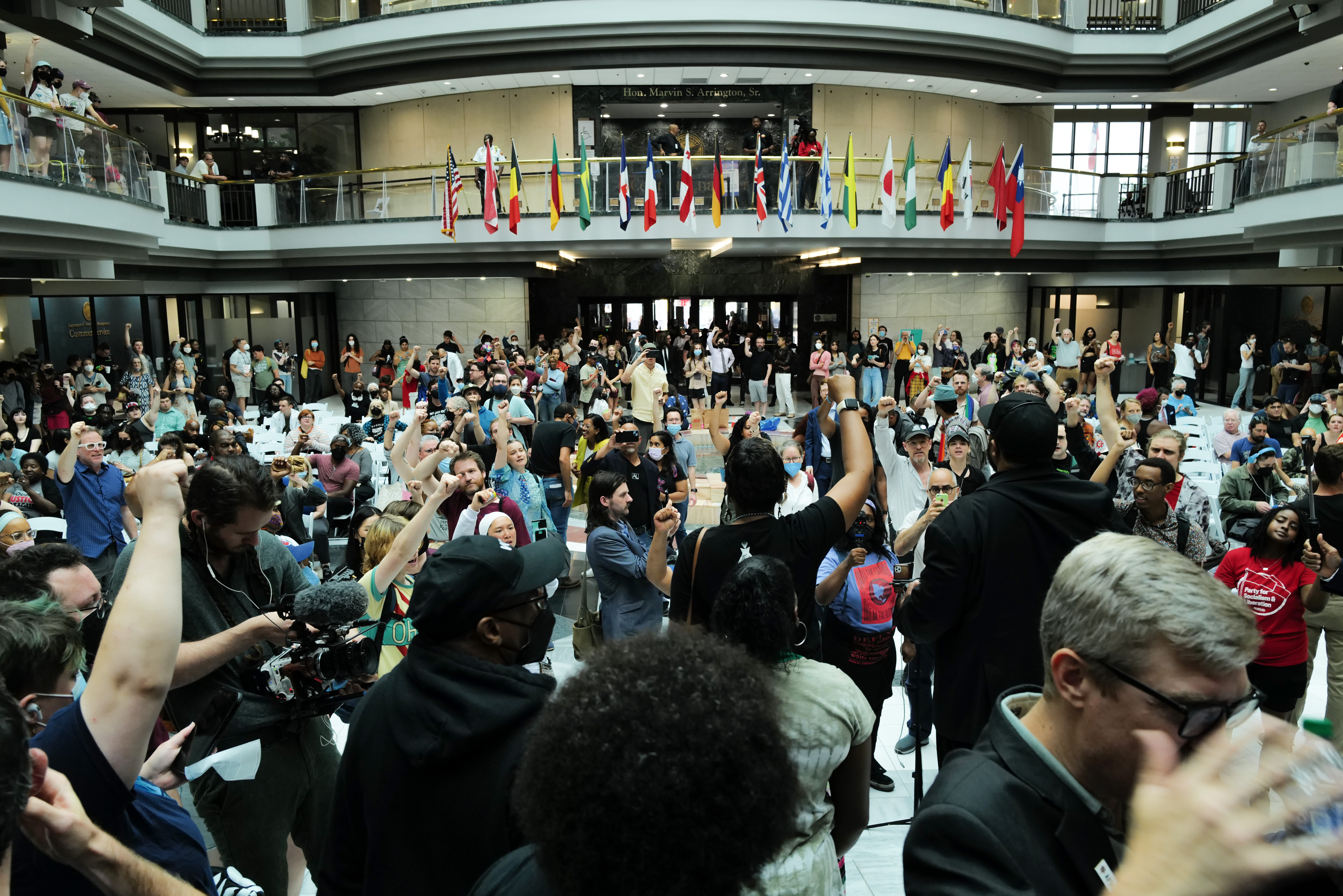 Protestors at City Hall in Atlanta
