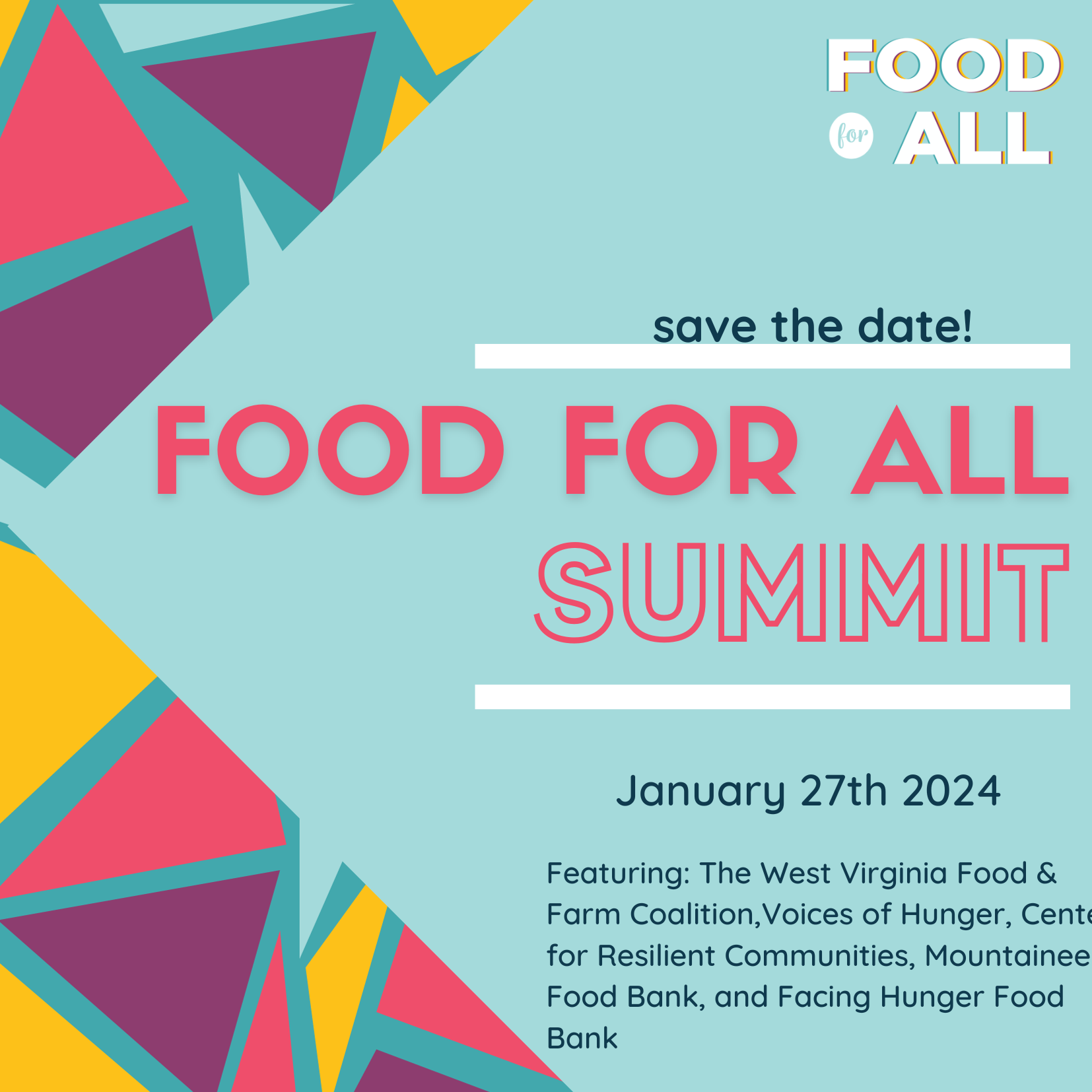 Flyer for Food for All Summit