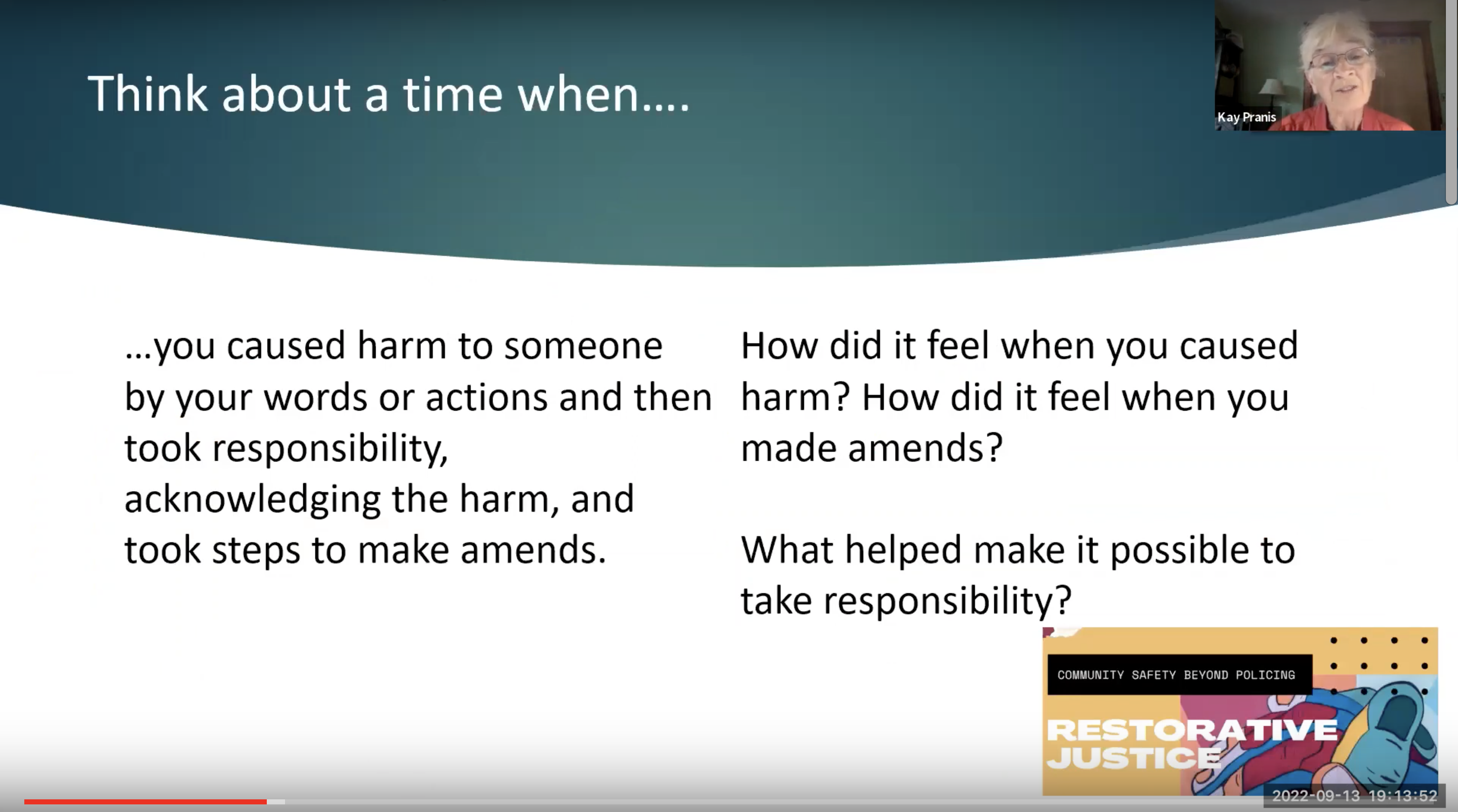 Preview image from webinar on Restorative Justice - Accountability
