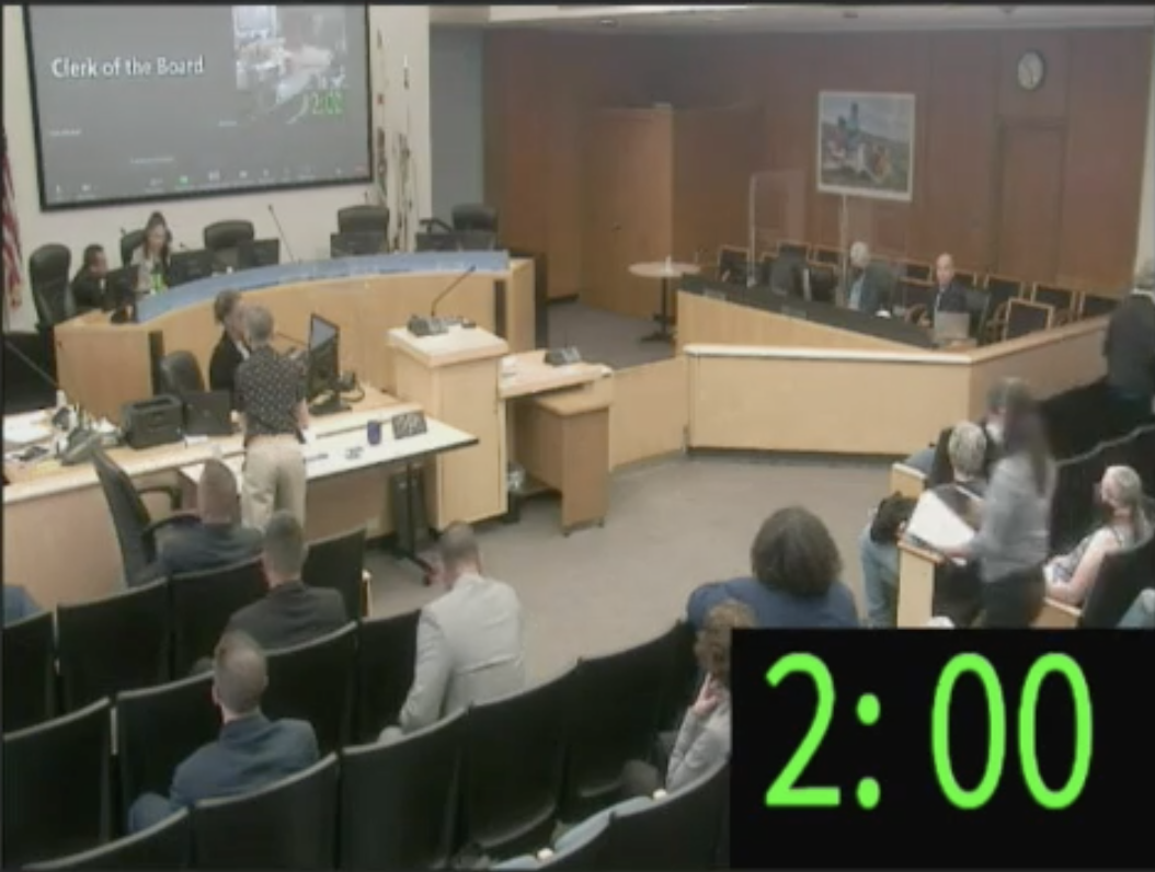 Screenshot from video recording of Alameda County Board of Supervisor chambers on June 22 2023