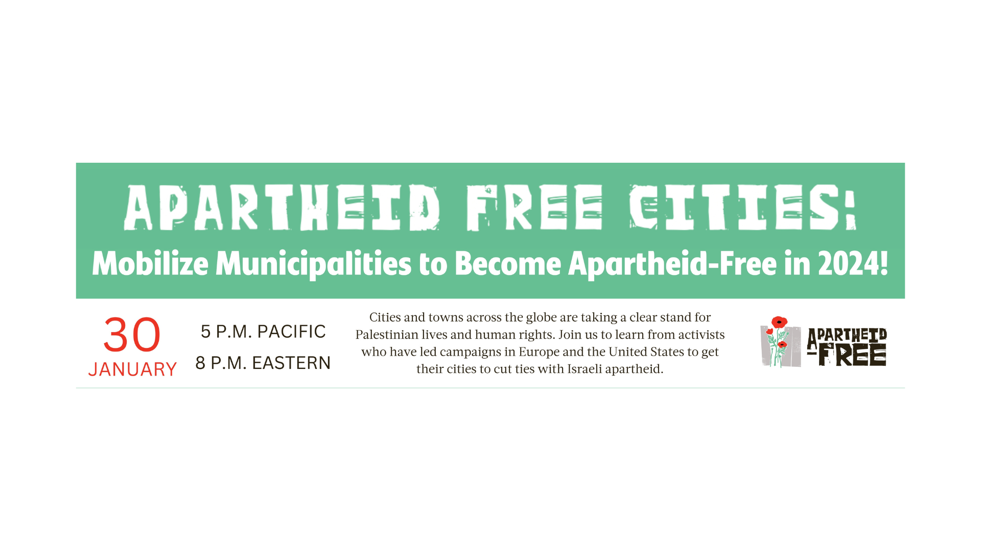 APARTHEID-FREE CITIES: Mobilize Municipalities to become Apartheid-Free in 2024