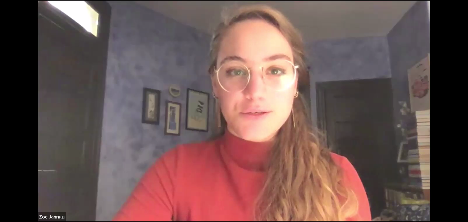 Woman speaking on a webinar