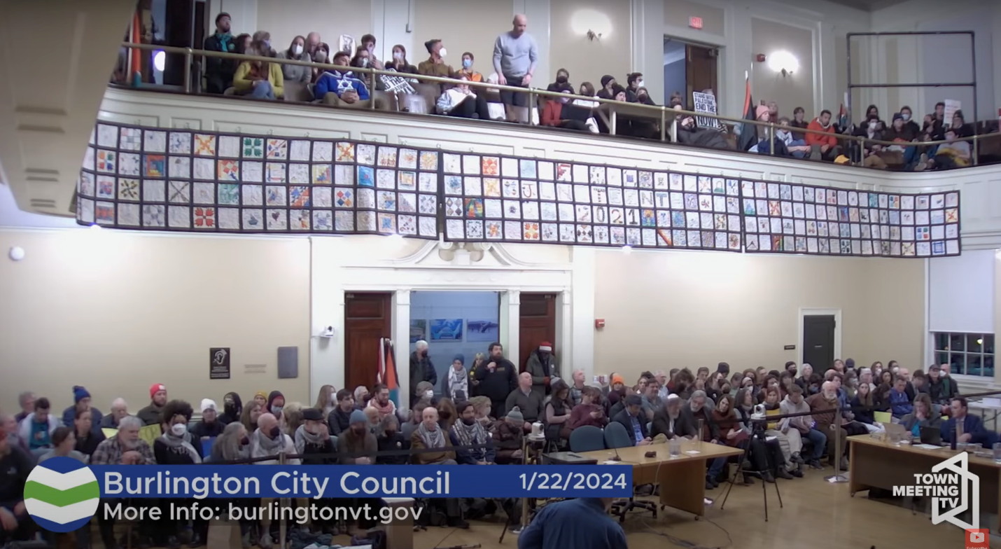 Screenshot of a City Council hearing 