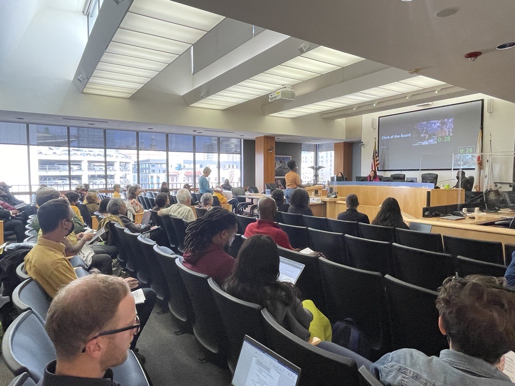 Photograph of Alameda County Board of Supervisors public hearing on Care First recommendations