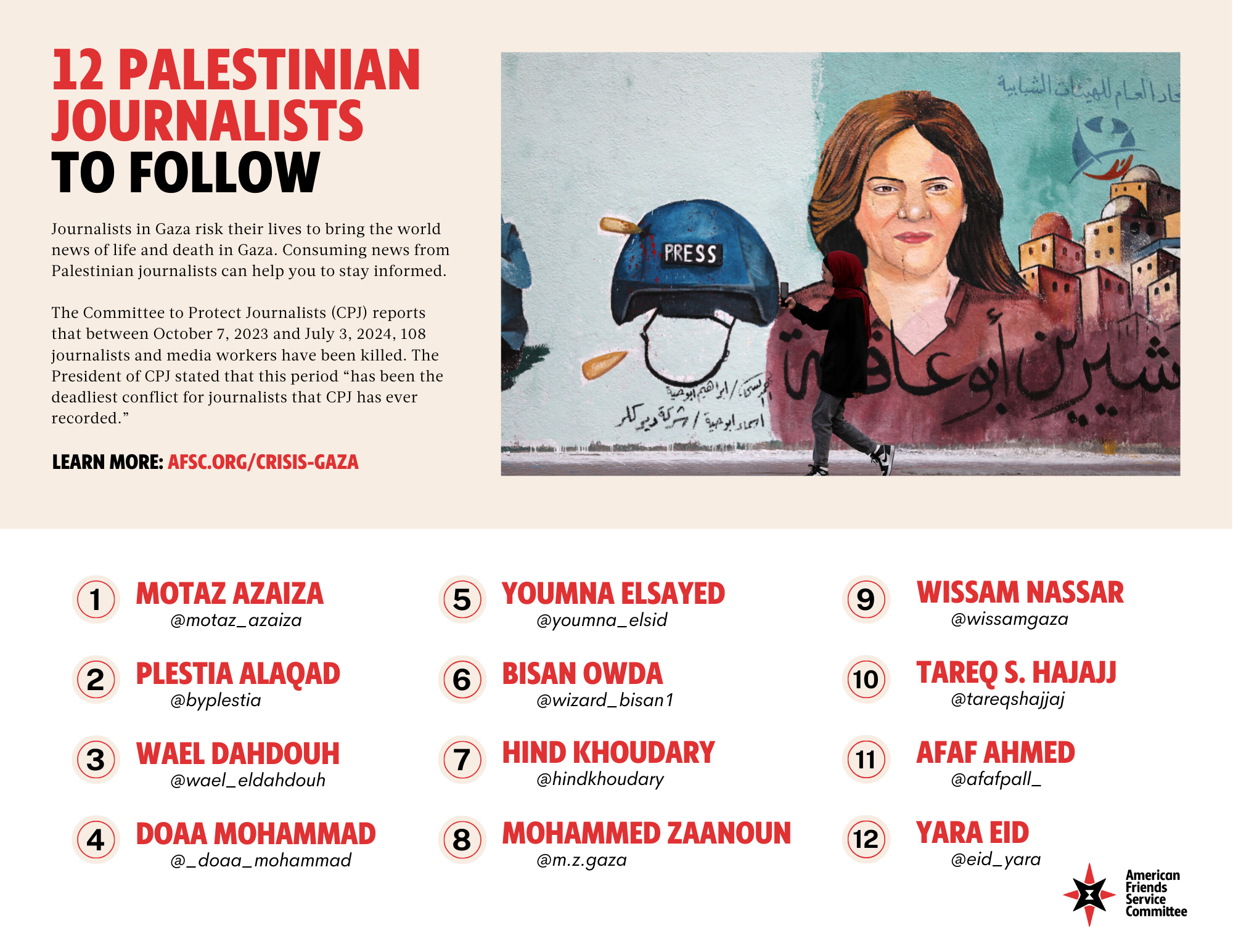 12 Palestinian Journalists to Follow