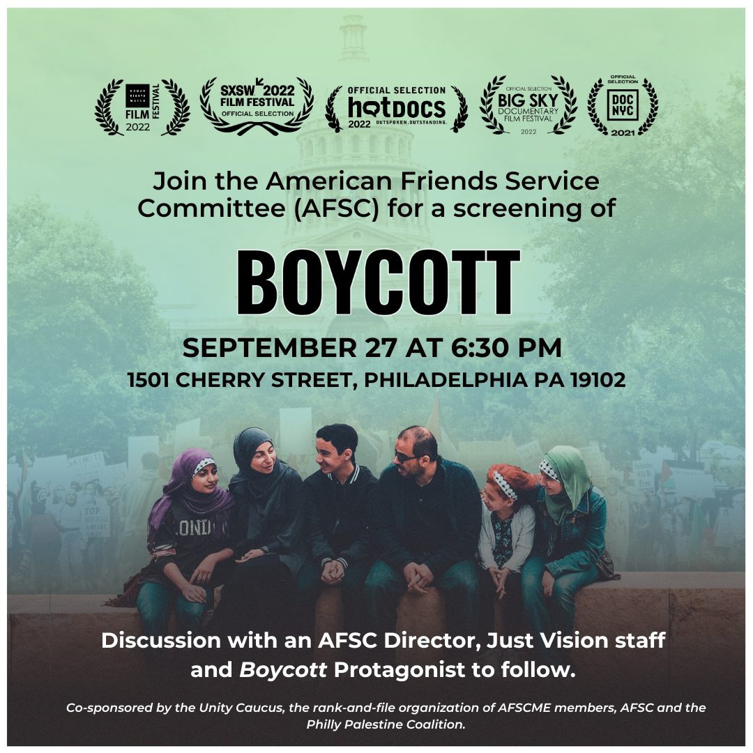 boycott documentary poster features 6 people sitting down together