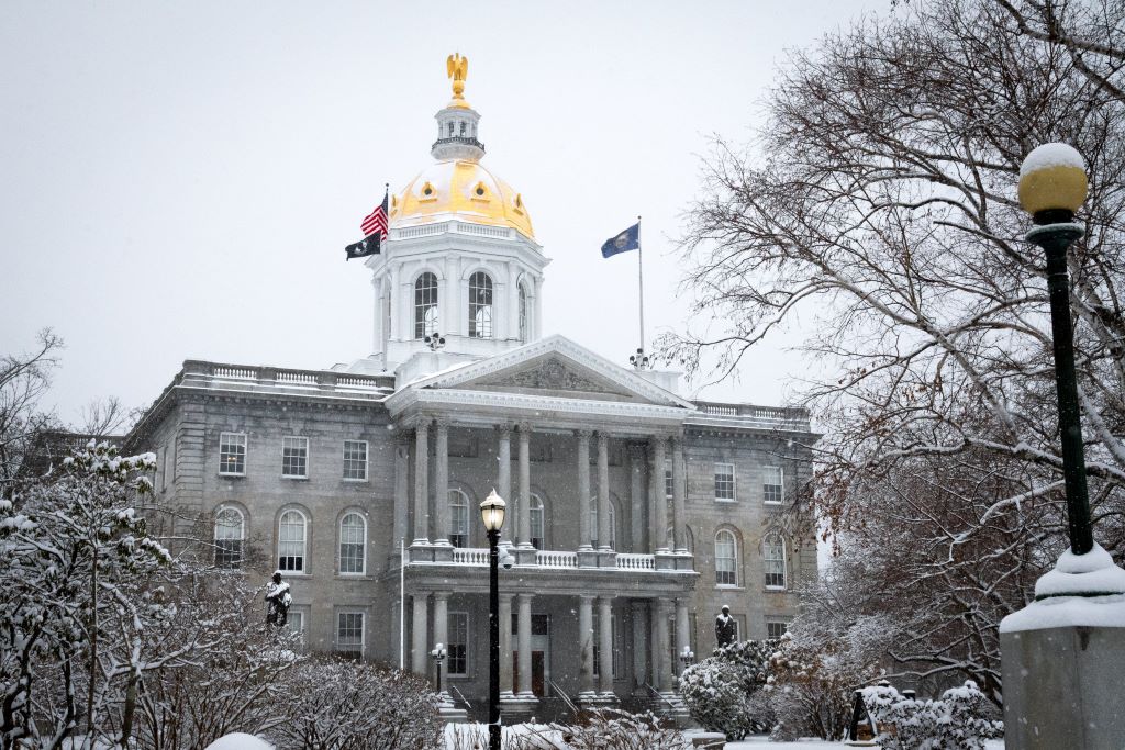 NH State House in the snow