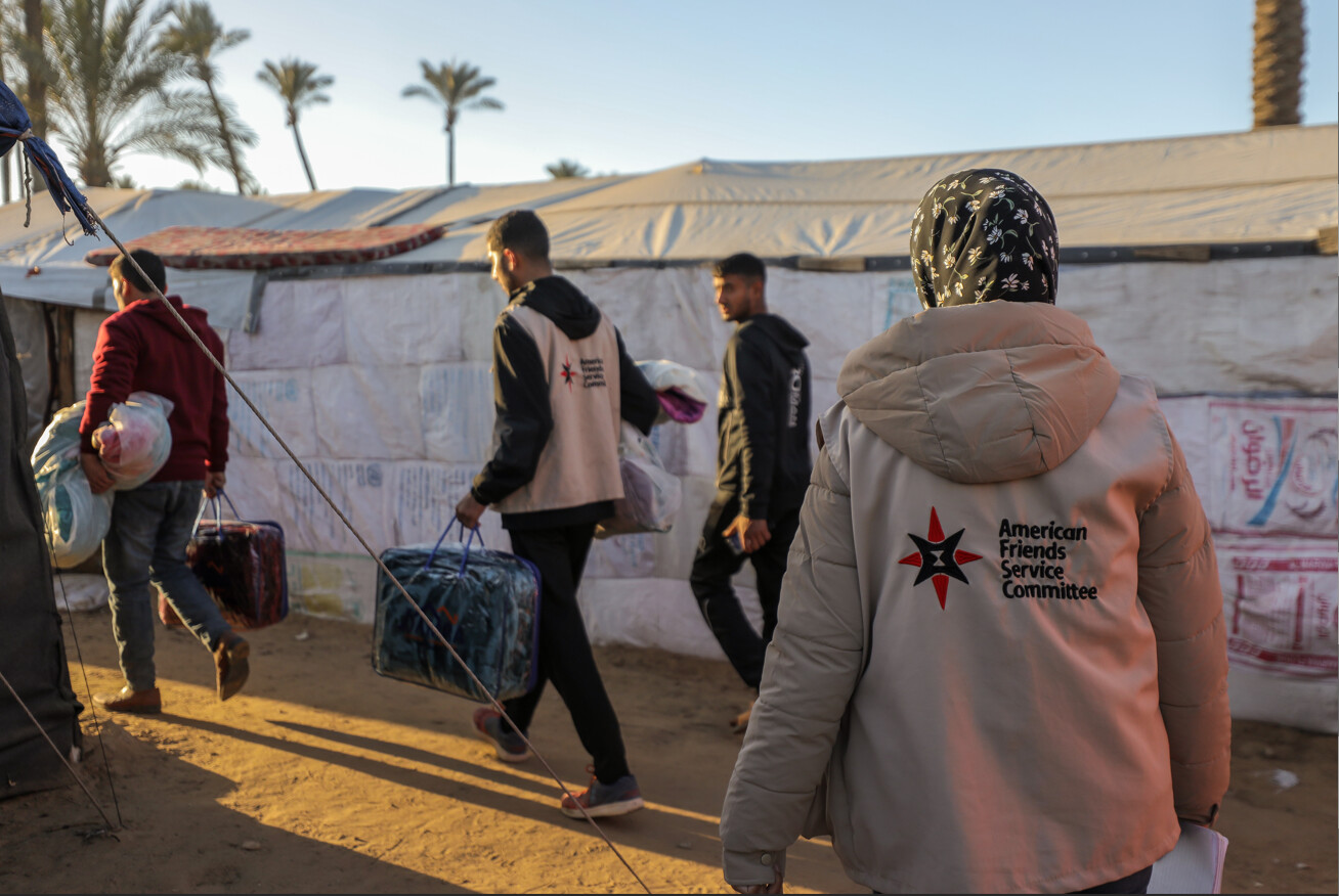 AFSC staff delivering humanitarian supplies in Gaza