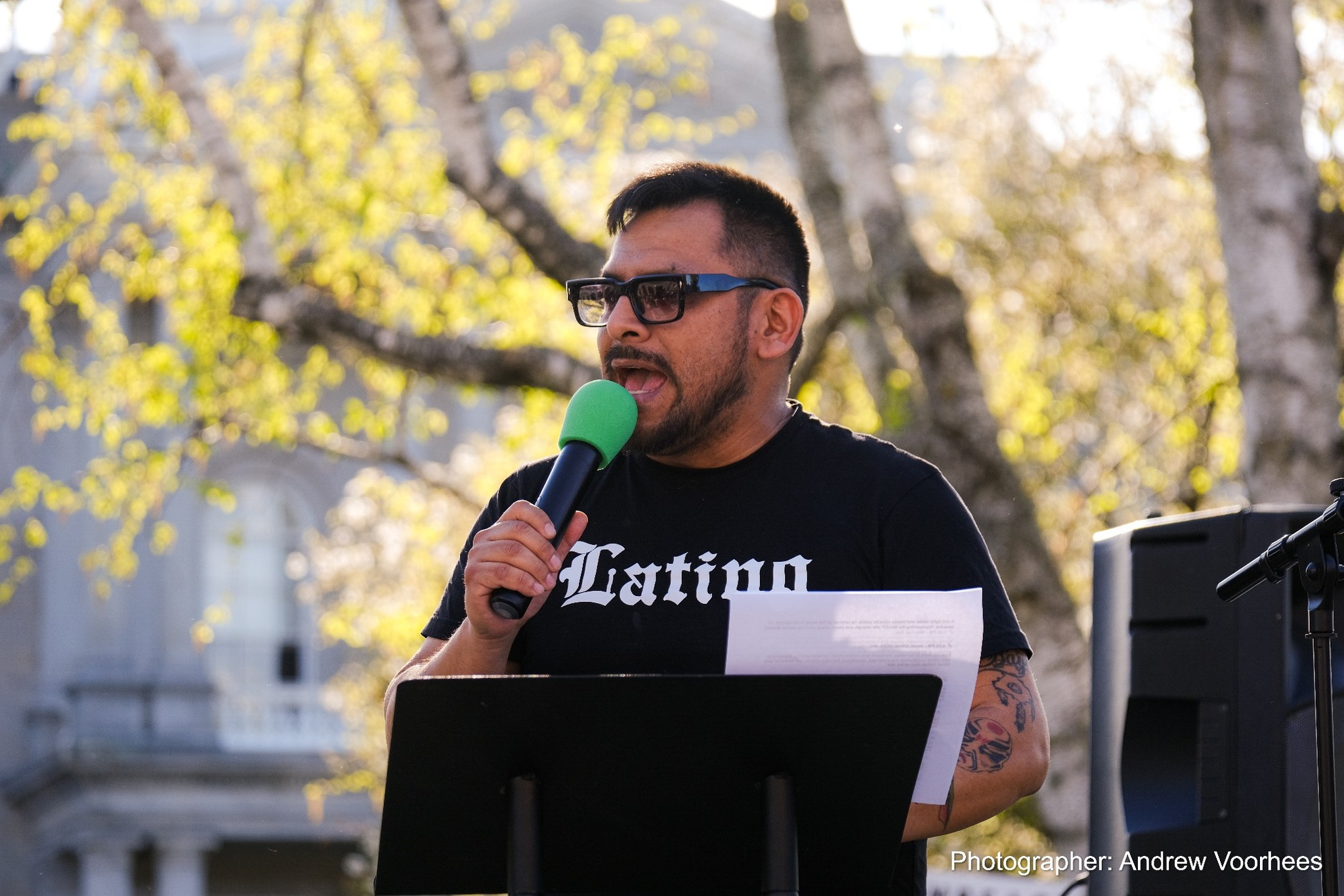 Sebastian Fuentes at May Day rally, May 2025