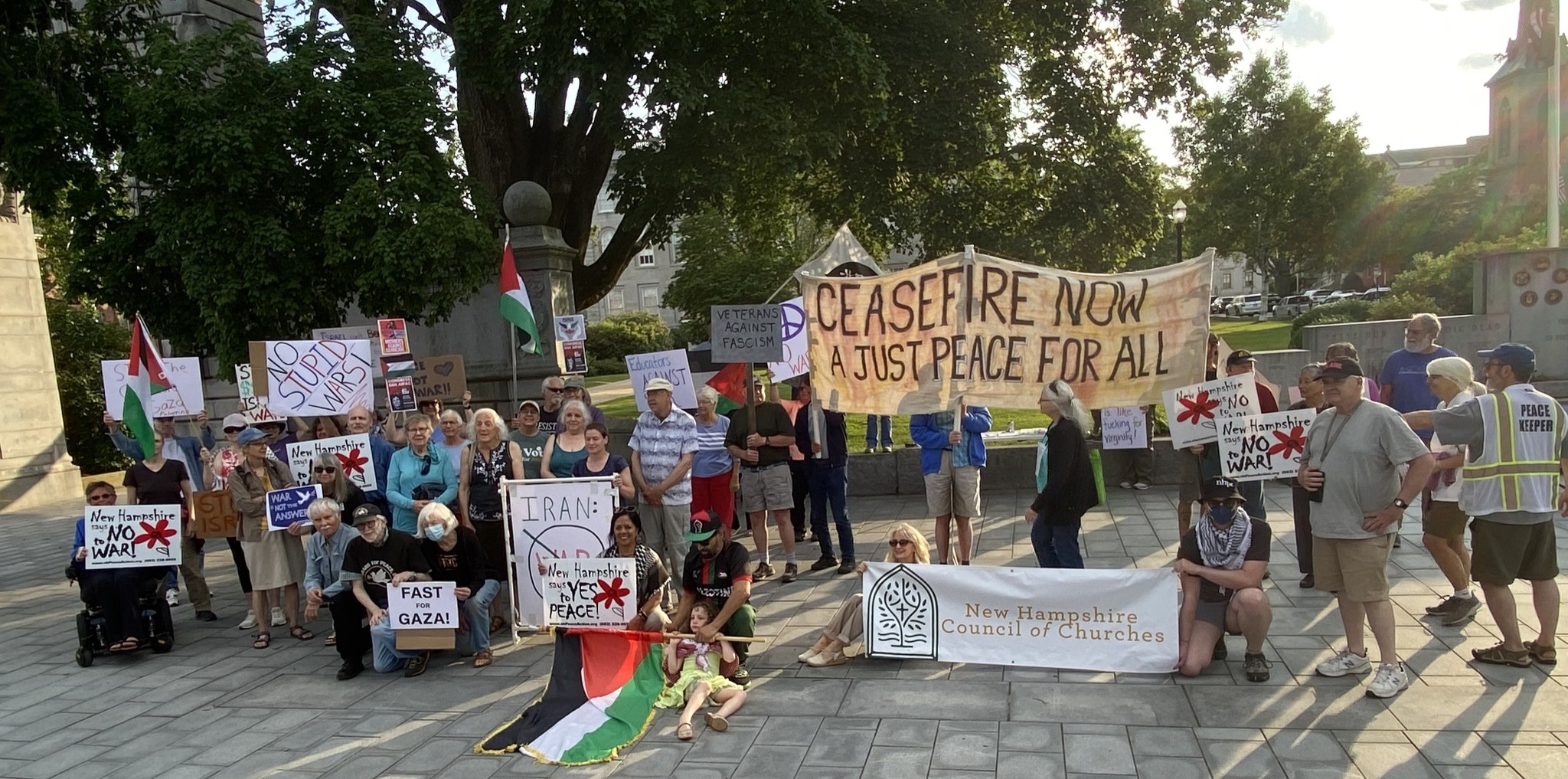 NH Peace Action holds vigil in opposition to US bombing of Iran, June 2025