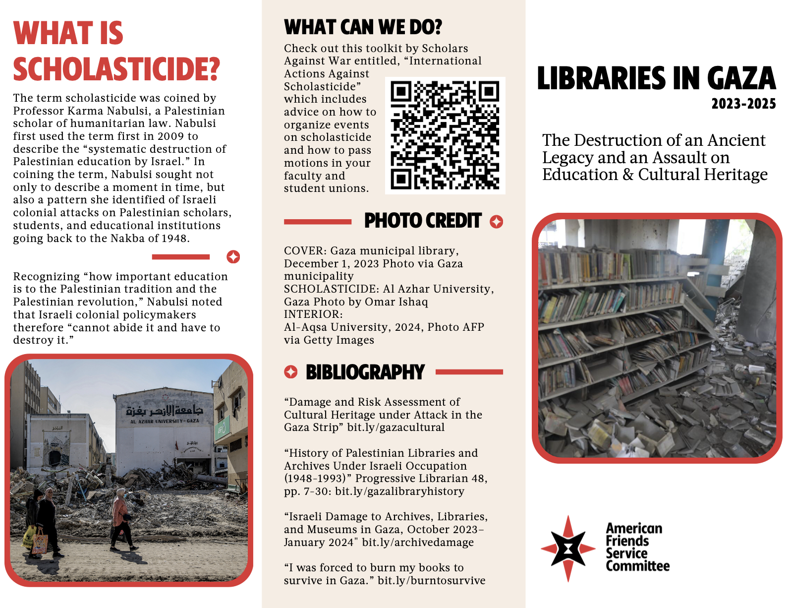 Libraries in Gaza Tri-fold