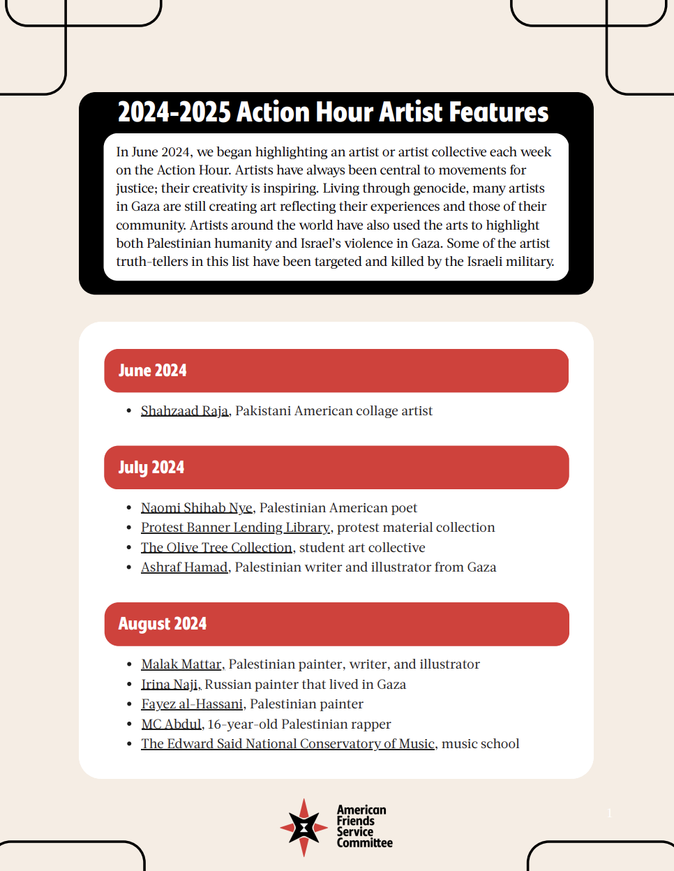 Action Hour Artist Feature 2024-2025