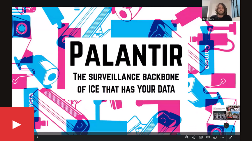 Blue and pink cameras overlaid with white box and black text: 