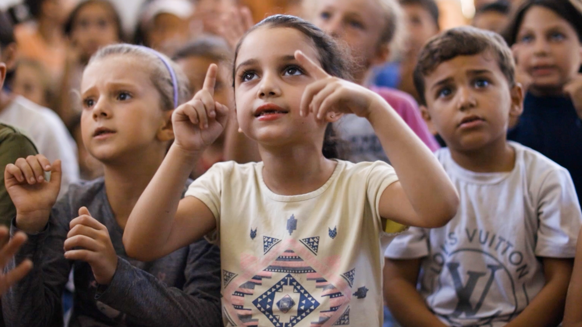 A group of children singing