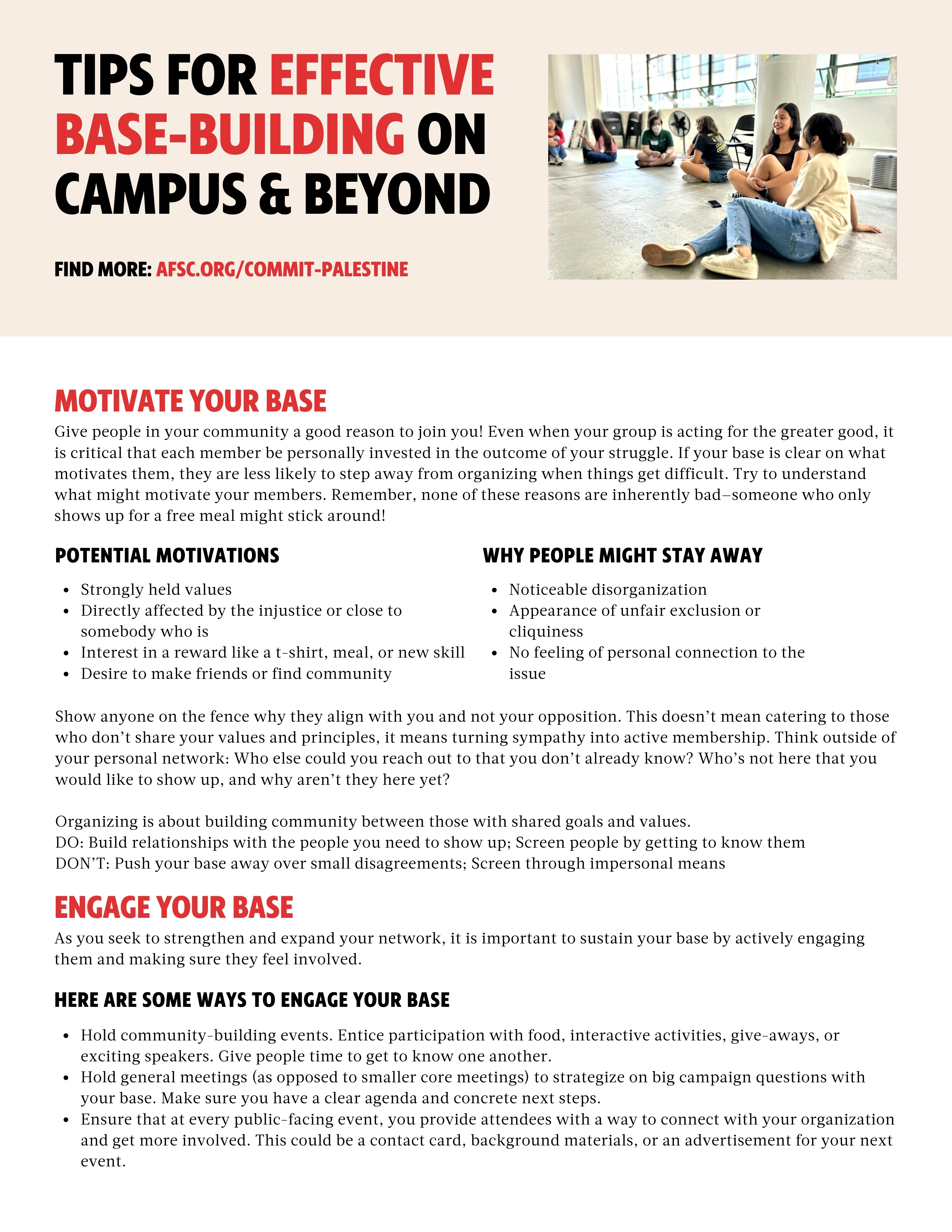Tips for Effective Base-building on Campus & Beyond