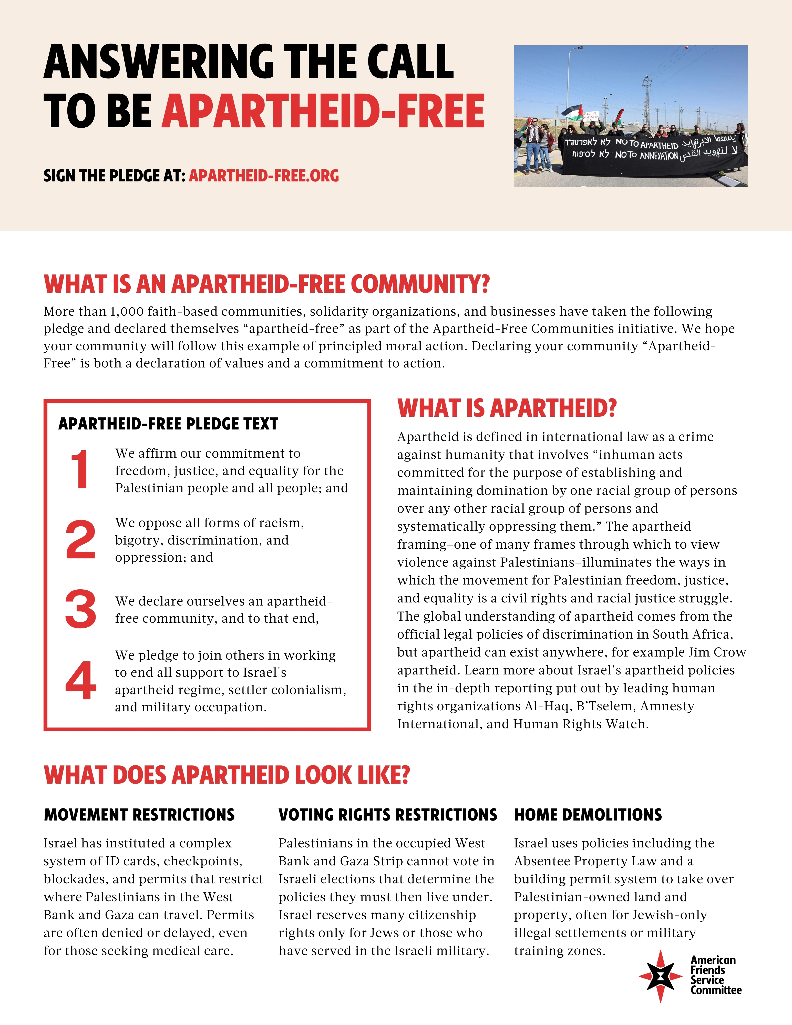 Answer the Call to be Apartheid-Free