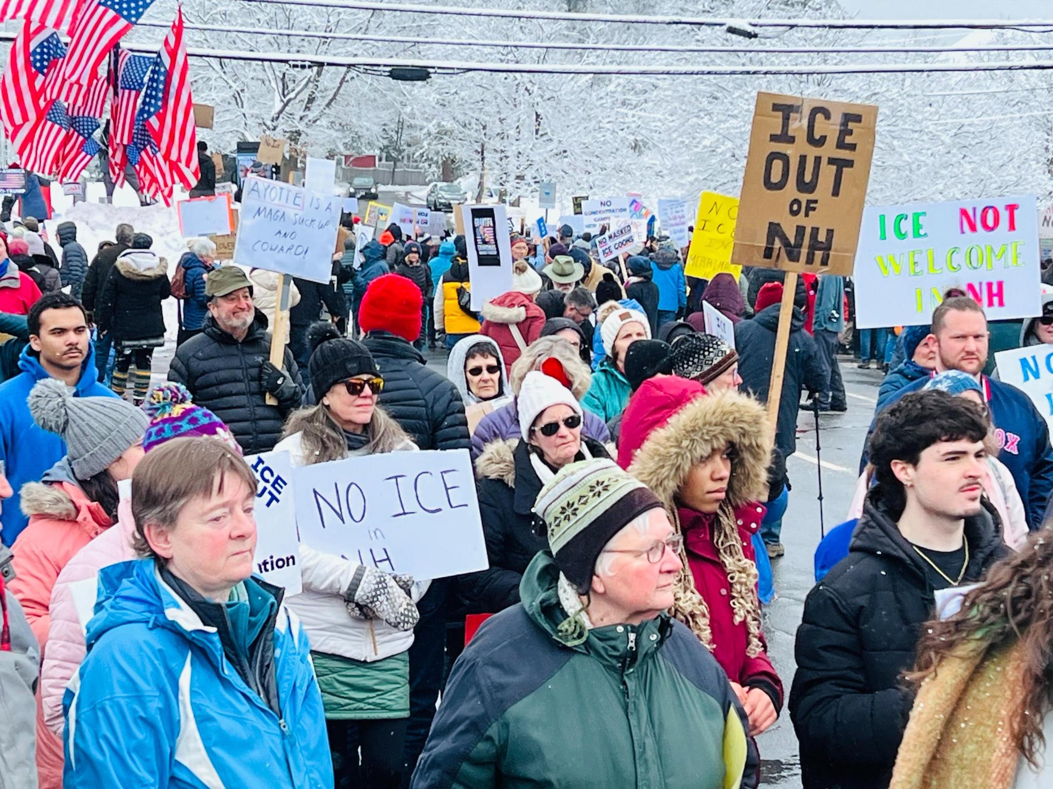 Rally against ICE detention center in Merrimack, NH