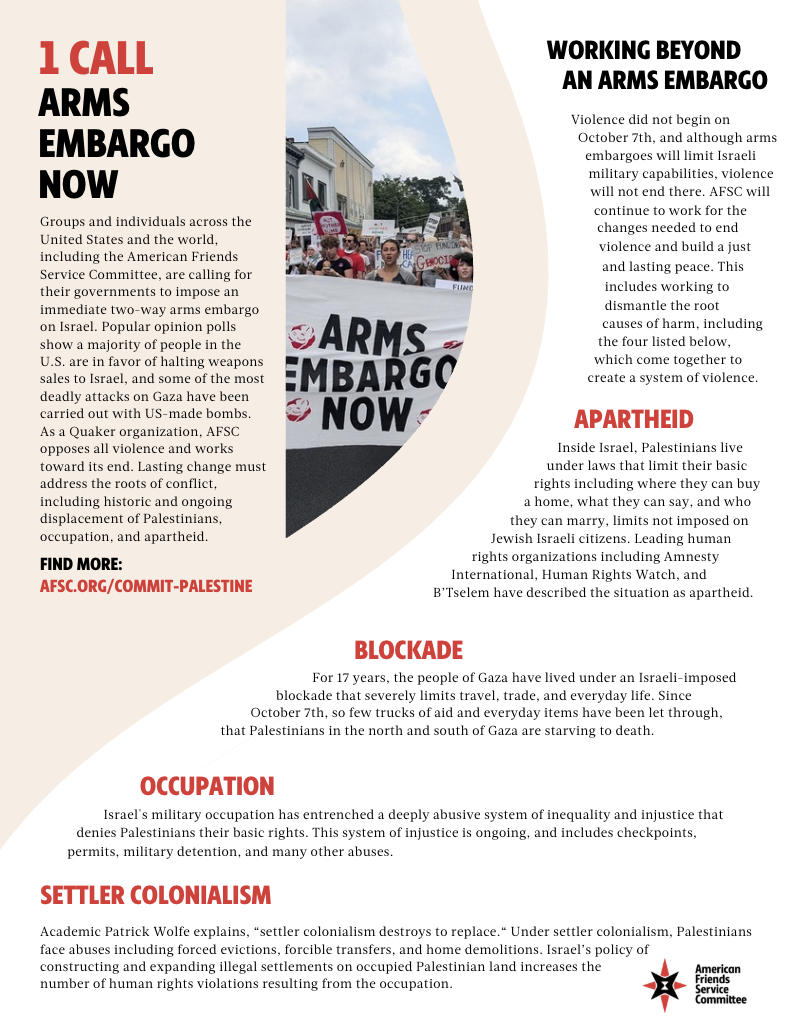 1 Call: Arms Embargo Now!