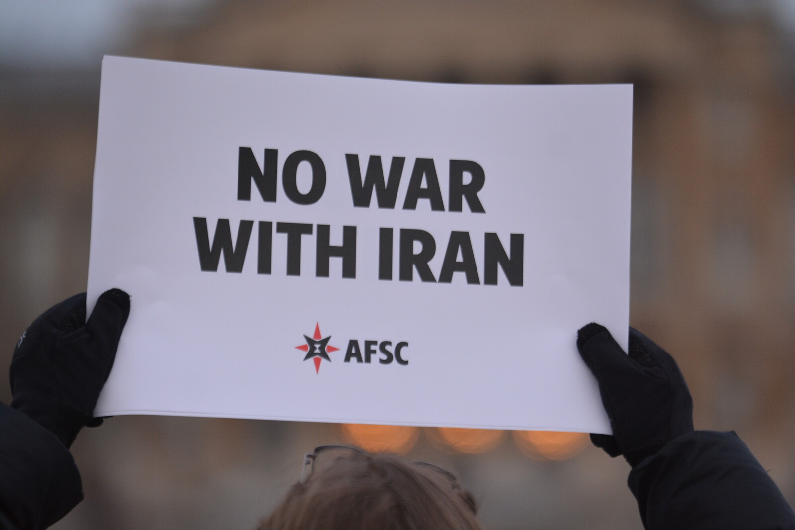 No War With Iran sign