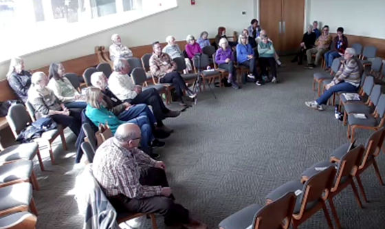 Jennifer Piper of AFSC (far right) visits with Boulder Friends Meeting.