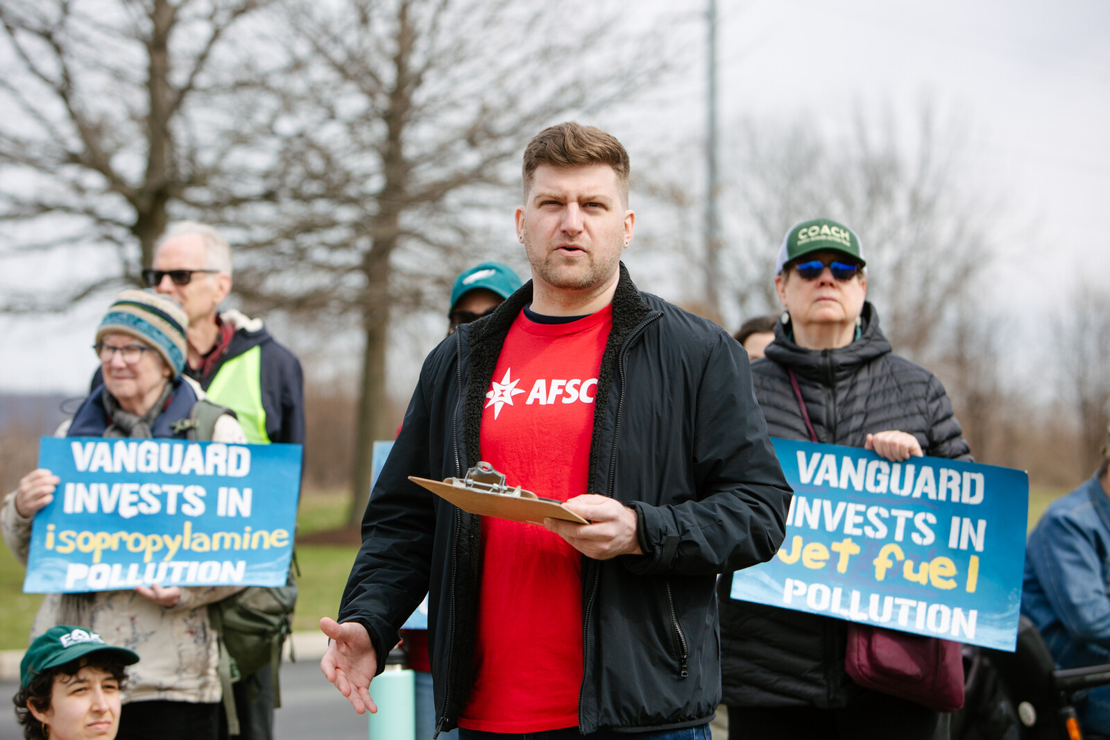 photo of afsc staff member at a vanguard protest