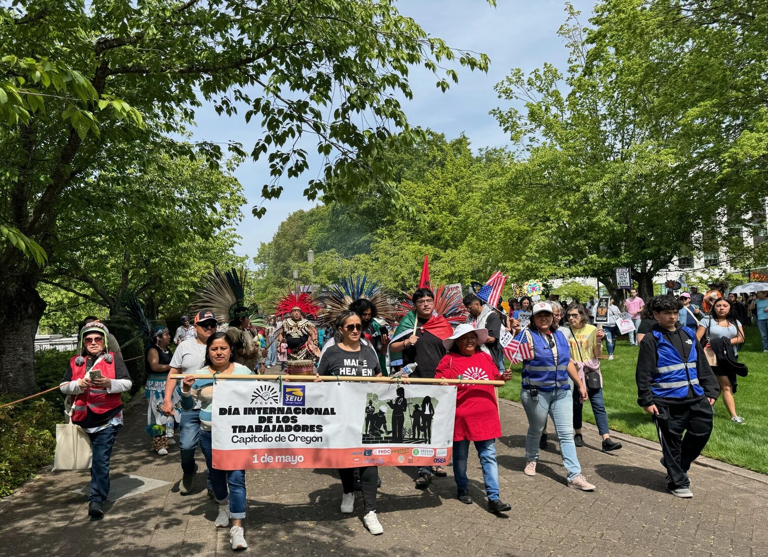 Oregonians march around the State Capitol in Salem in support of immigrants.