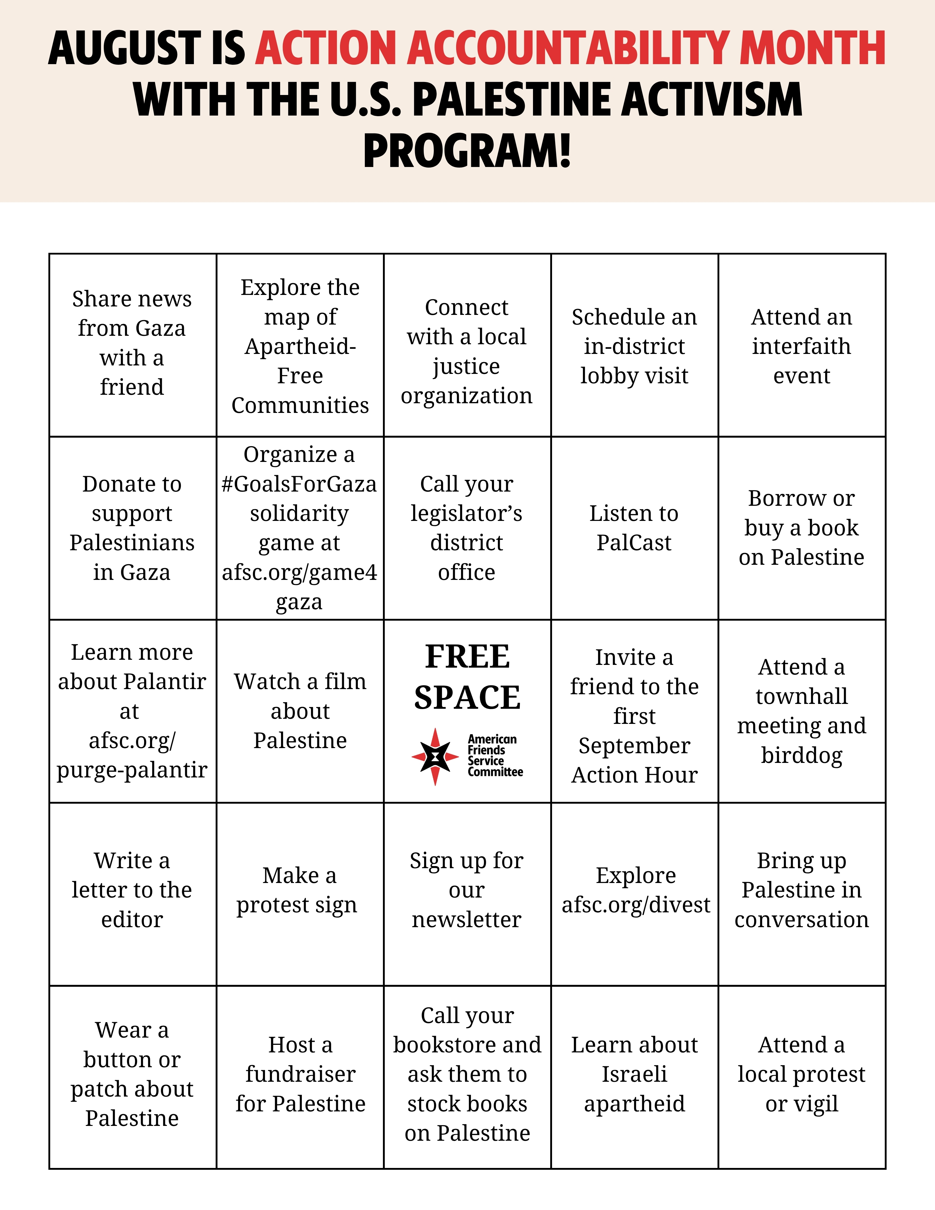 August Accountability Bingo