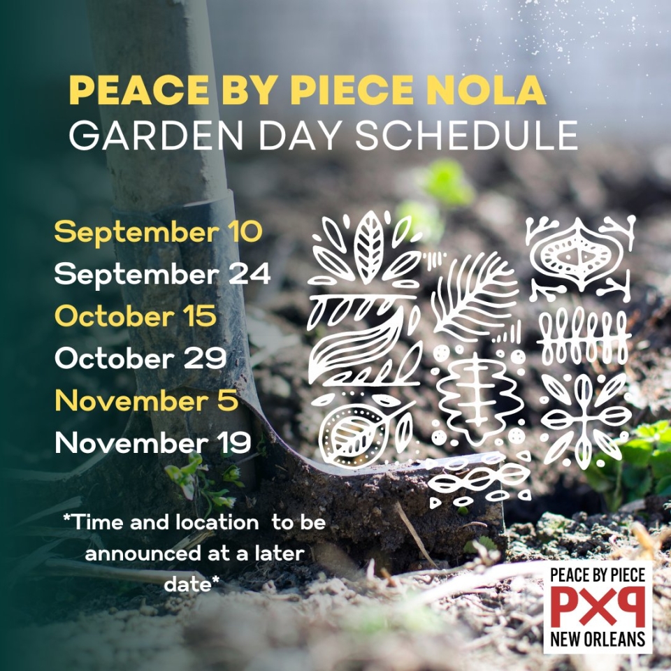 A poster for the Garden Day series lists dates on top of a picture of a garden.