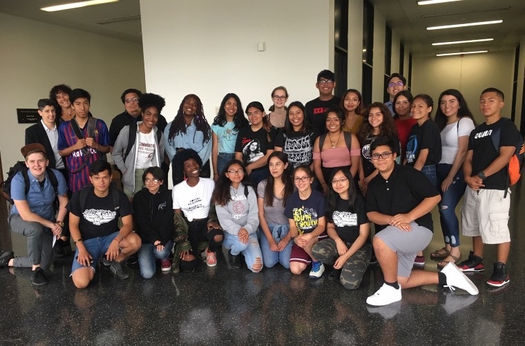 AFSC youth and other community members pack the courtroom at a hearing for the FOIA lawsuit related to #NoCopAcademy campaign in early August. Photo: AFSC/Chicago