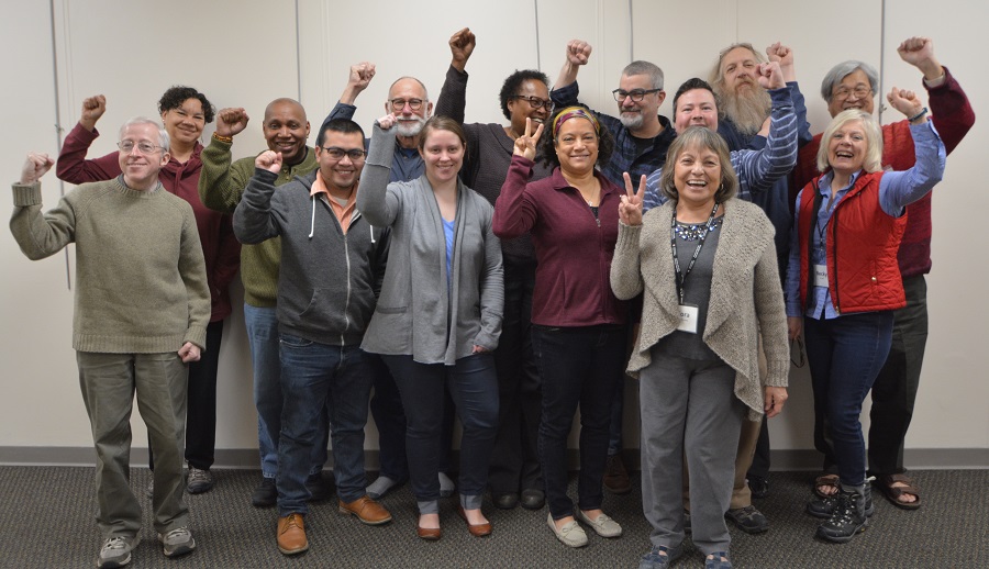 Midwest Executive Committee with Chicago staff members at a meeting. Photo by Jon Krieg.