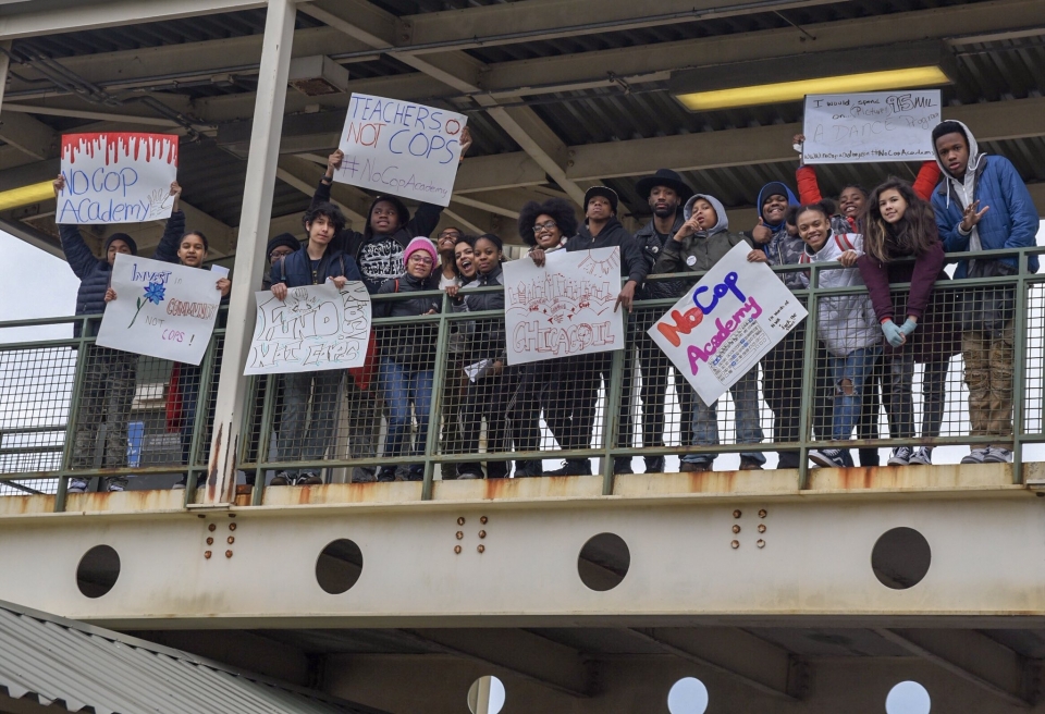 Youth posing during a Train Takeover action, photo by Love & Struggle Photos